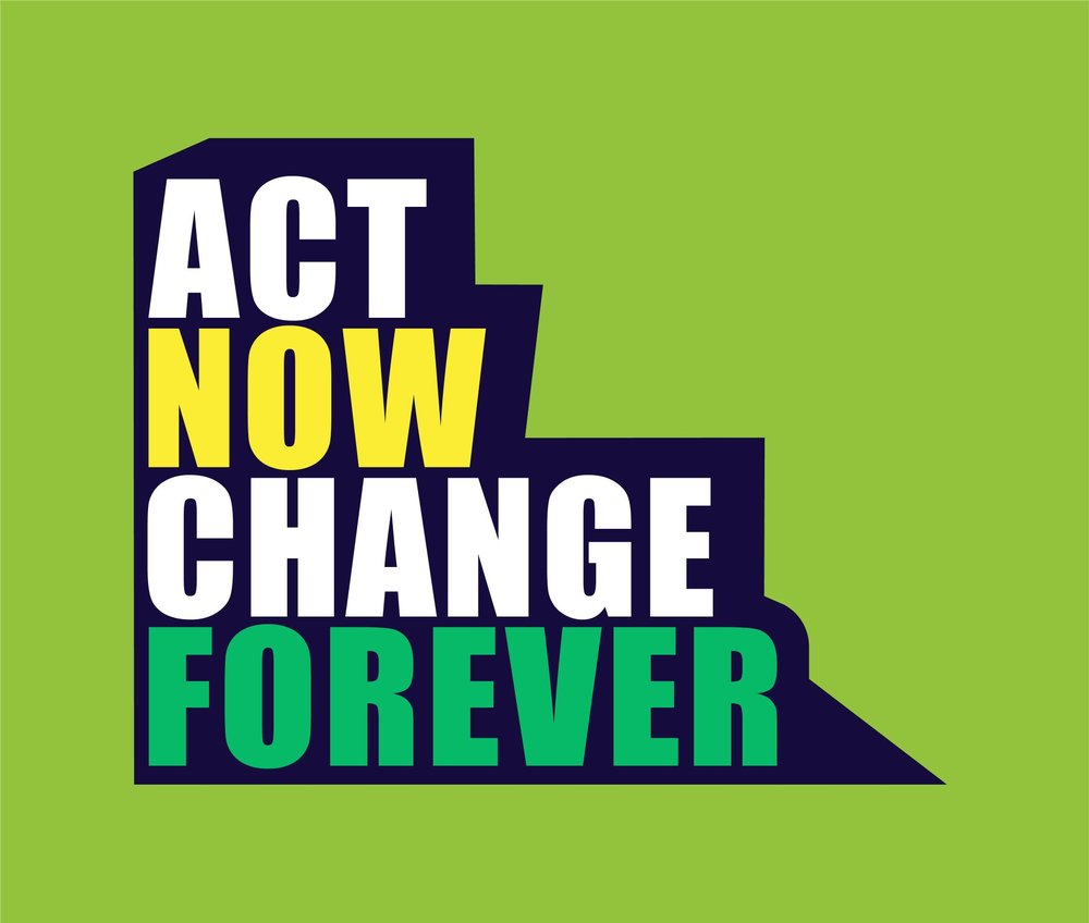 Act Now Change Forever - The Climate Coaltion event logo in green