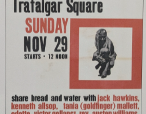 A poster advertising Oxfam's 1964 rally in Trafalgar Square, London.