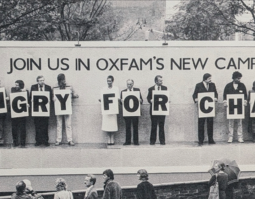 A billboard for Oxfam's 'Hungry for Change' campaign.