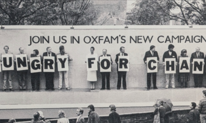 A billboard for Oxfam's 'Hungry for Change' campaign.