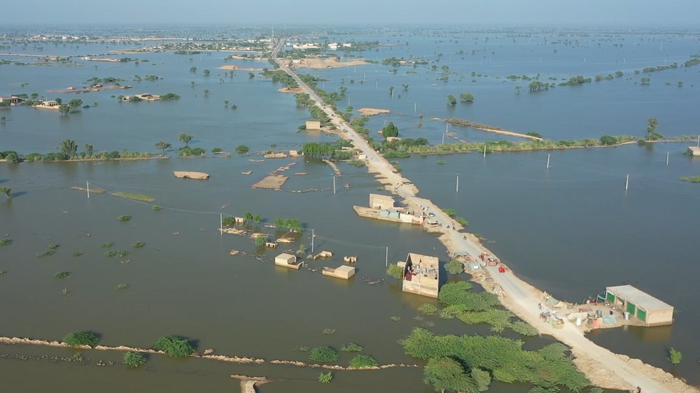 A view from above of flooding in Balochistan in Pakistan