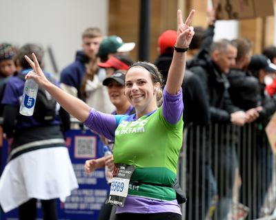 Paige Moeller running for Oxfam at London Marathon 2023.