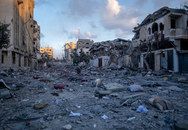 Destroyed buildings in Gaza.