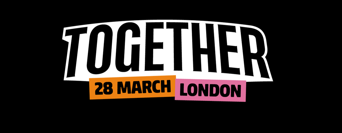 Together Alliance, 28 March in London banner