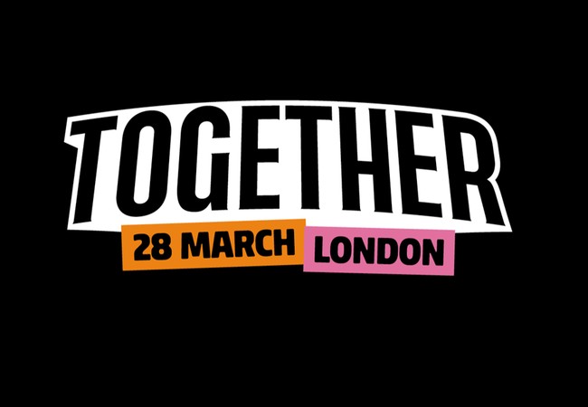 Together Alliance, 28 March in London banner