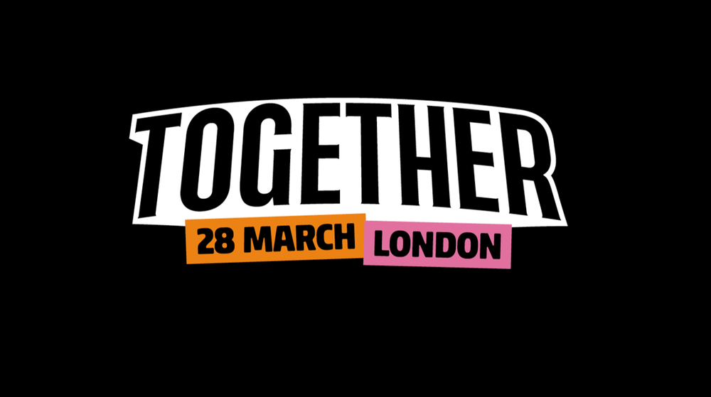 Together Alliance, 28 March in London banner