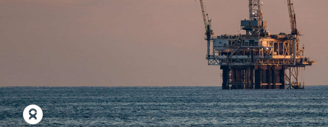 Image of oil rig with text reading they're making billions