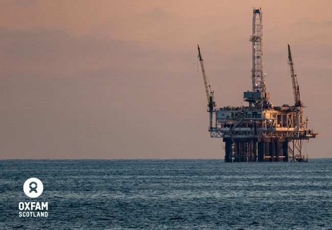 Image of oil rig with text reading they're making billions