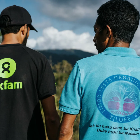 Timor-Leste: Adilson da Costa Junior, Oxfam in Timor-Leste’s Strategy and Engagement Lead and Zaquiel Martins de Carmo, the founder of Timor-Leste Organic Fertiliser Enterprise who produce commercial organic fertiliser.