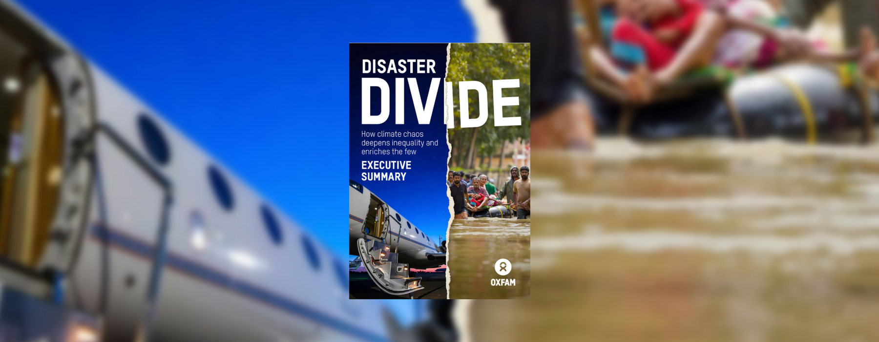 Lots of front covers of the Disaster Divide report