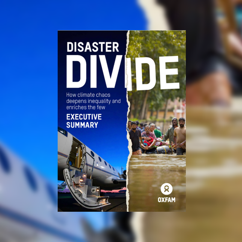 Lots of front covers of the Disaster Divide report