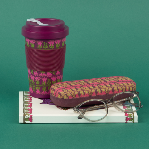 Items from the Belinda Lyon for Oxfam range including travel mug, glasses case and notebook