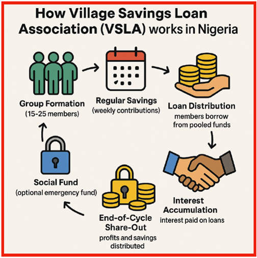 Diagram of how the Village Savings Loan association (VSLA) works in Nigeria