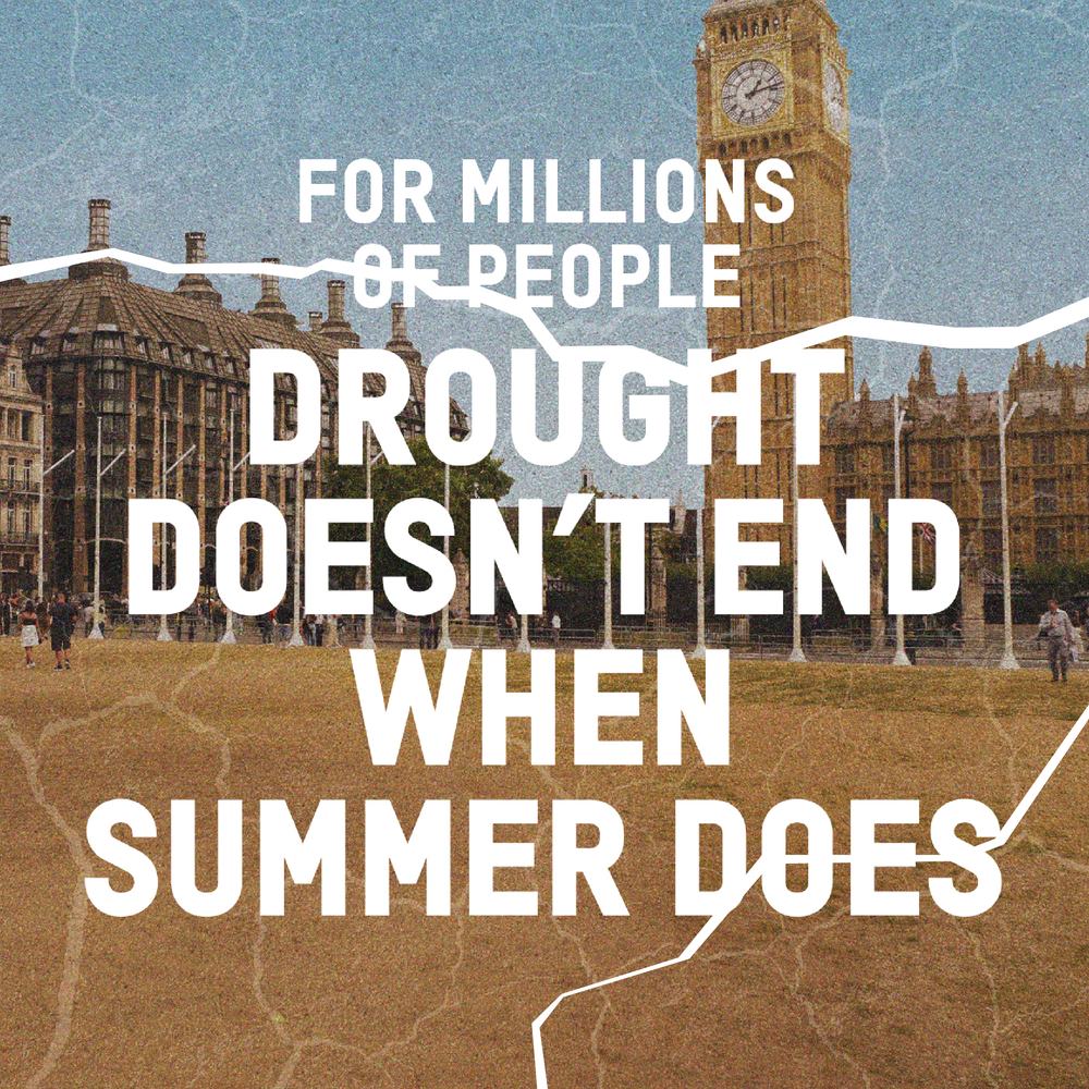 Photo of Westminster square bone dry from the summer drought with the worlds over the top - For Millions of people Drought doesn't end when summer does