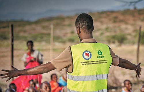 Golicha speaking to a community in Samburu, Kenya.