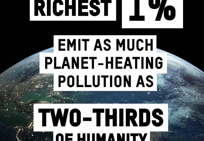 An image of planet earth. Text reads: 'Climate equality report: a planet for the 99%'