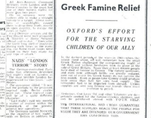 A temporary gift shop is set up by volunteers in an Oxford department store. It runs for 11 days and raises over £3,000 for starving people in occupied Greece.