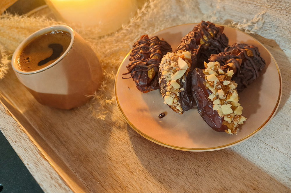 Stuffed dates with almonds for Iftar during Ramadan