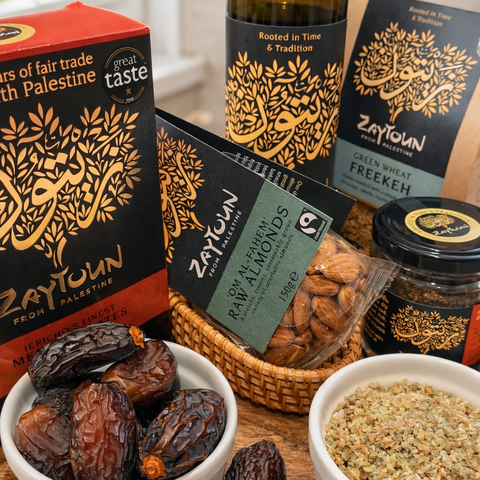 Zaytoun Ramadan essential products, featuring olive oil and medjoul dates