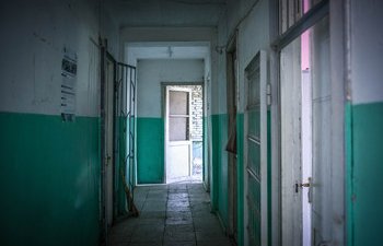 The corridor of a small health clinic in Plavi, Georgia.