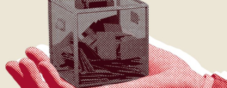 A graphic of a businessman's man holding a ballotbox