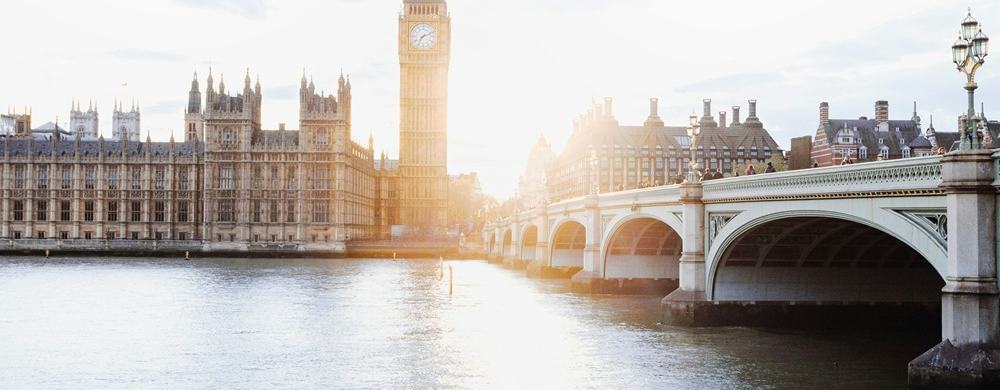 Westminster bridge, Big Ben and the Houses of Parliament pictured in bright sunshine