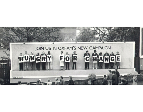 A billboard for Oxfam's 'Hungry for Change' campaign.