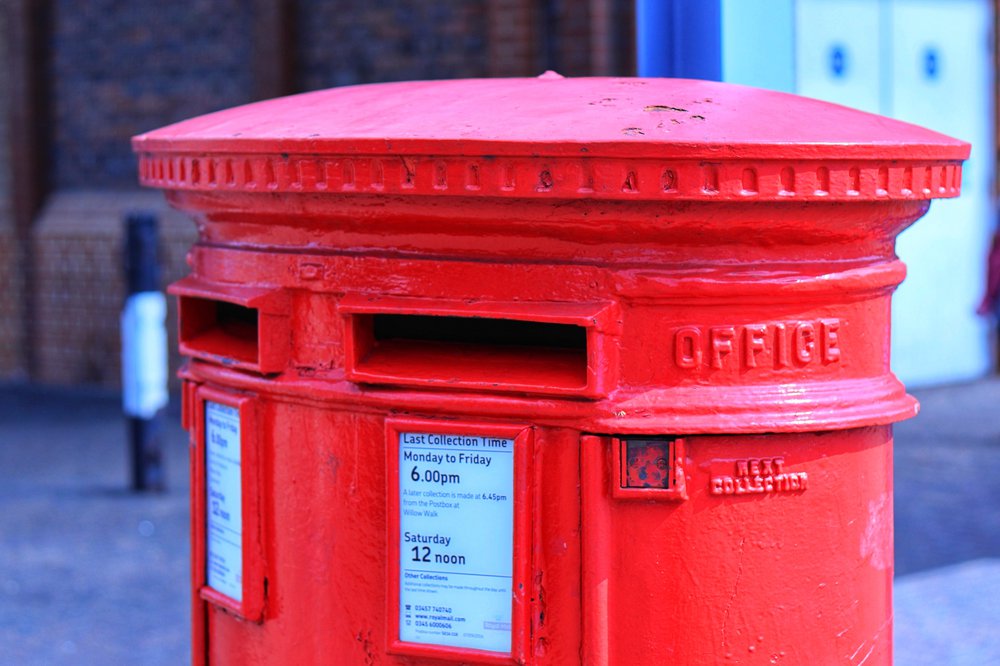 A red double postbox in the UK