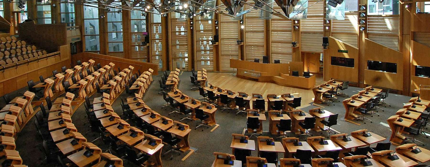 Inside of Holyrood's main debating chamber