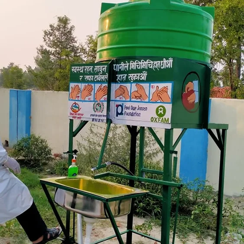 Contactless handwashing station. Photo: Oxfam Nepal