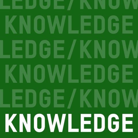 Solid green policy paper cover with the word 'knowledge' repeated in white text.