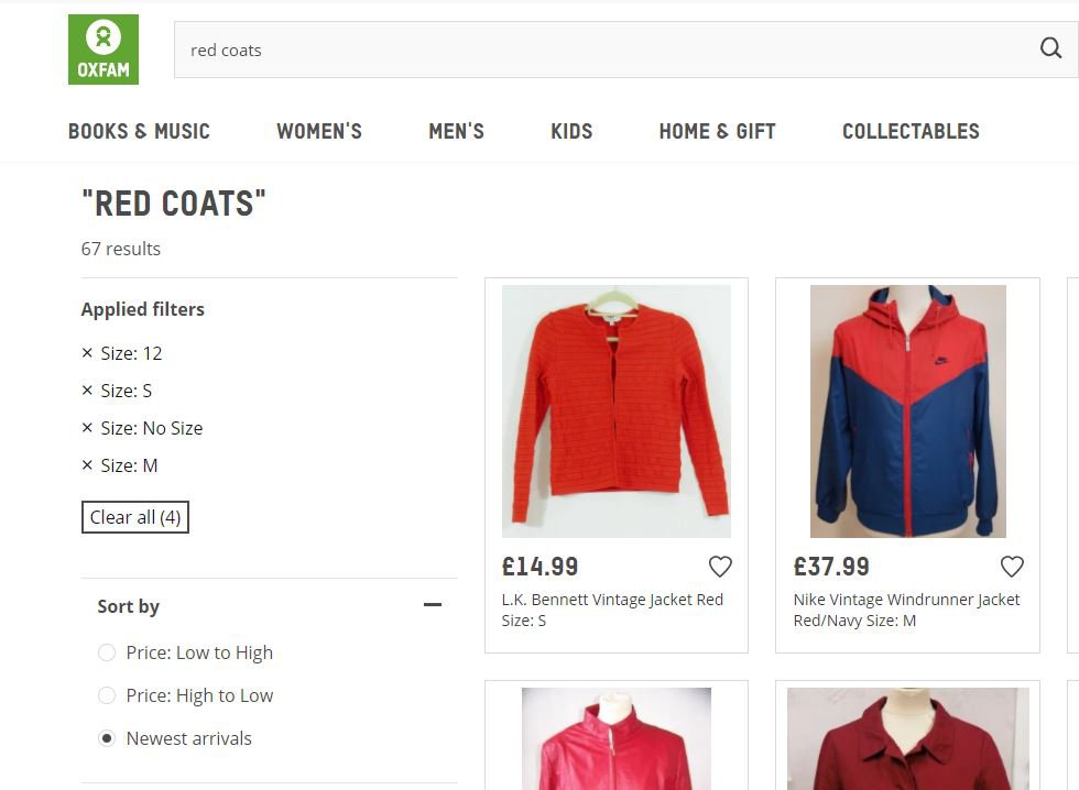 Red coats on the Oxfam Online