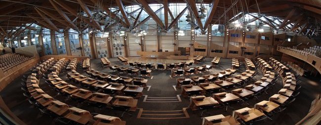 The interior of the Scottish parliament building.