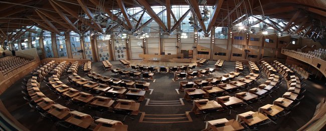 The interior of the Scottish parliament building.
