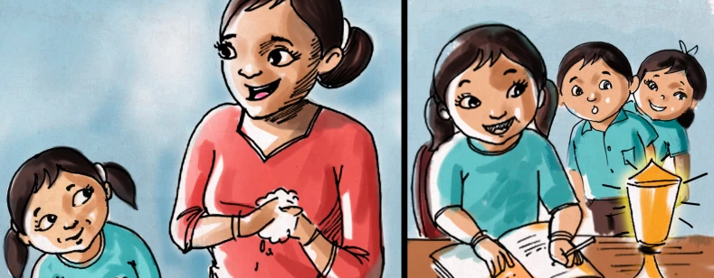 Mum's Magic Hands storyboards are available for download in many languages.