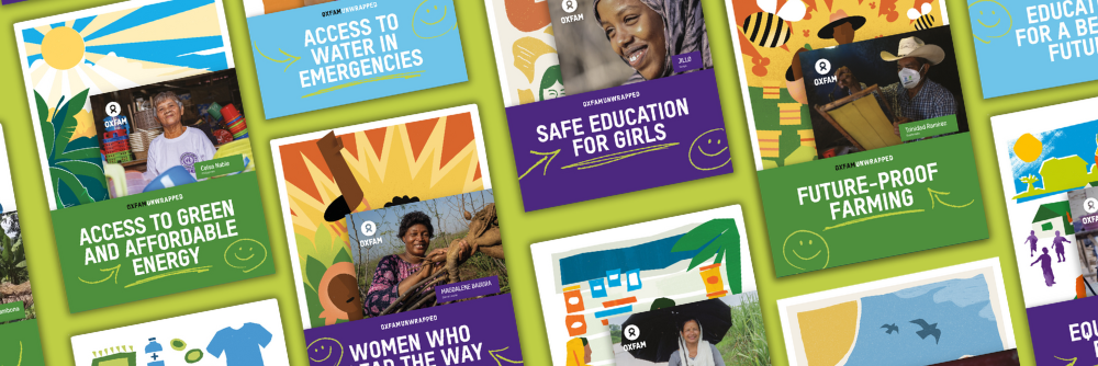 A montage of Oxfam Unwrapped gifts