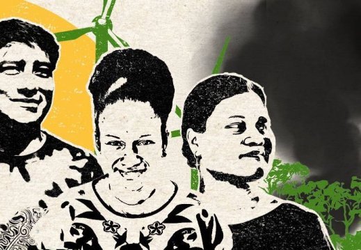 A collage featuring climate activists from around the world