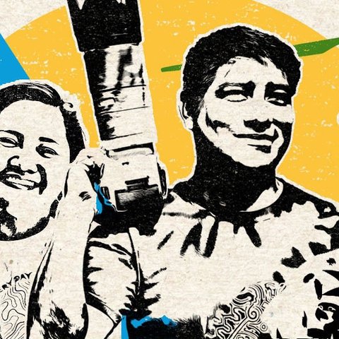 A collage featuring climate activists from around the world