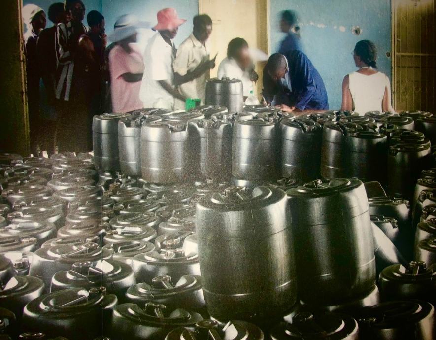 Zimbabwe: Jerry cans provided by Oxfam's rapid response team to help prevent cholera